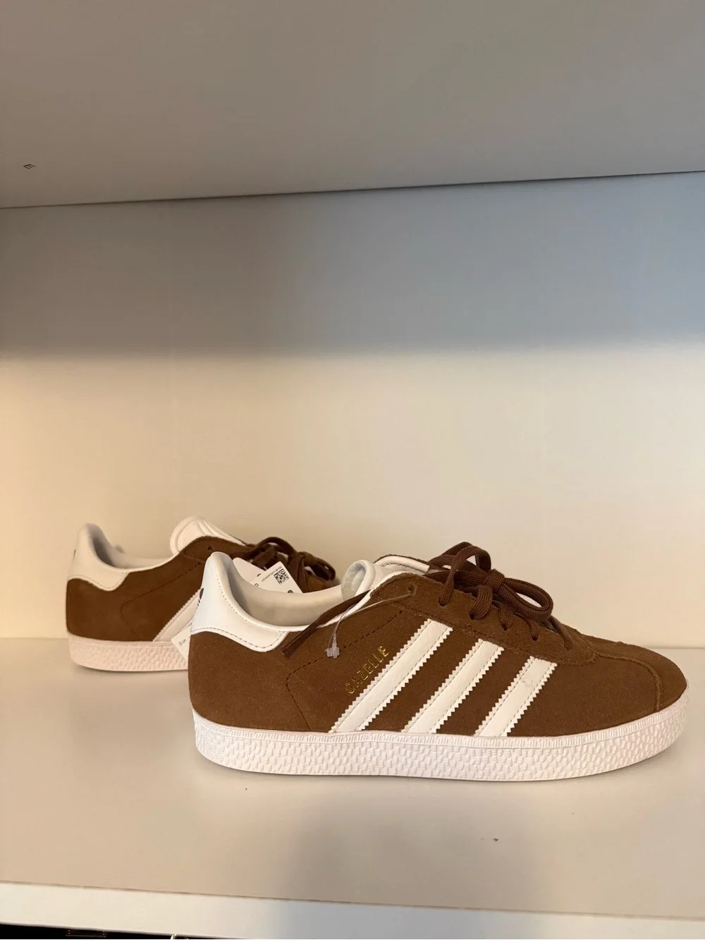 adidas Kids Brown and White Suede Sneakers 5Y
